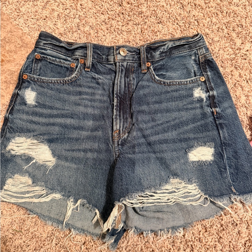 American Eagle Outfitters Blue Distressed Jean Shorts